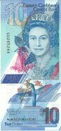 Подлинная банкнота Восточно-Карибских Государств 10 долларов 2019 полимерная